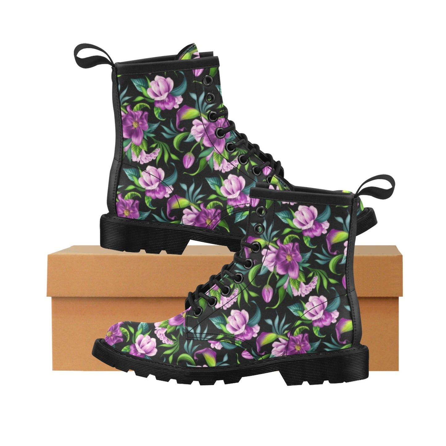 Bright Purple Floral Pattern Women's Boots