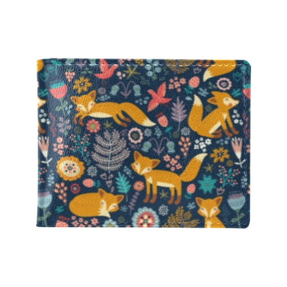 Fox Cute Jungle Print Pattern Men's ID Card Wallet