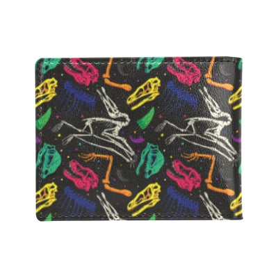 Dinosaur Skull Color Print Pattern Men's ID Card Wallet