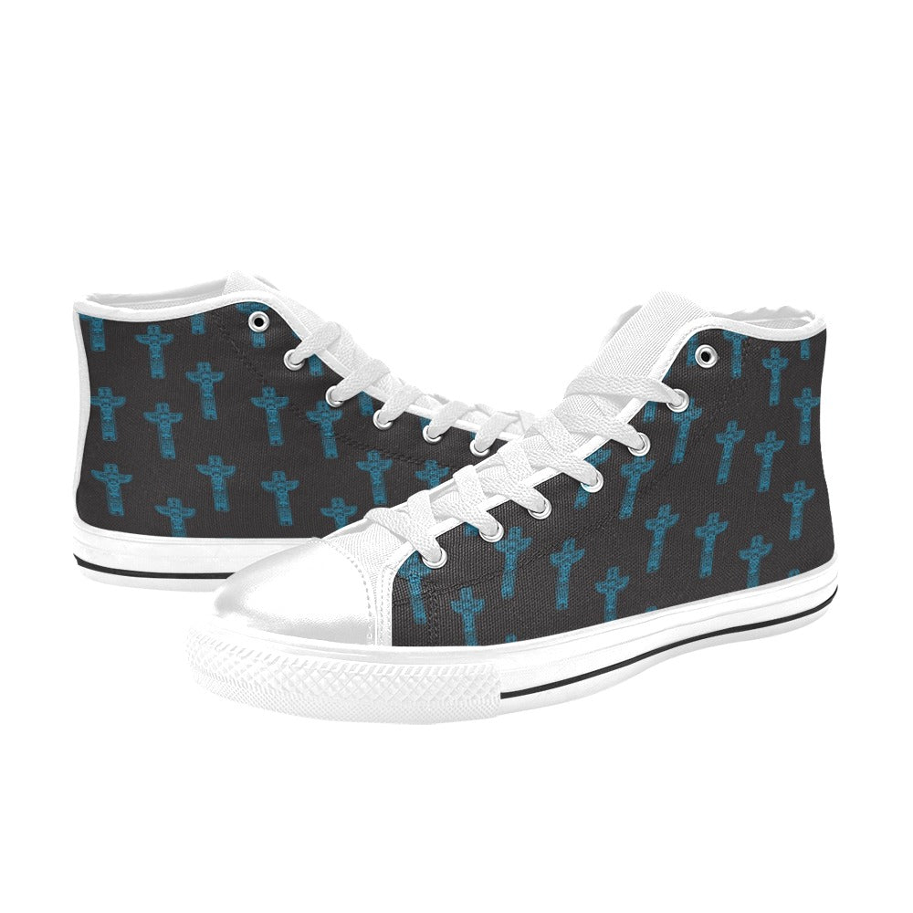 Totem Print Design LKS304 High Top Women's White Shoes