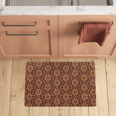 Agricultural Brown Wheat Print Pattern Kitchen Mat