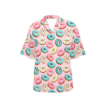 Donut Pattern Print Design DN06 Women's Hawaiian Shirt