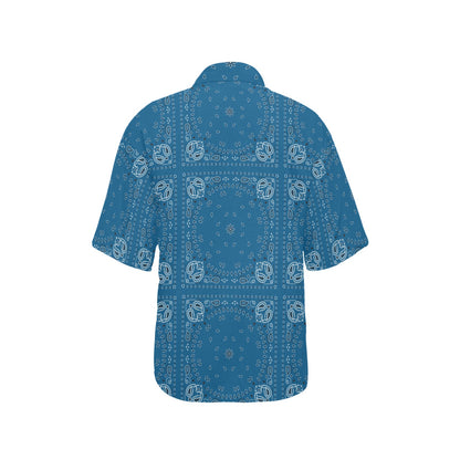 Bandana Blue Print Design LKS301 Women's Hawaiian Shirt