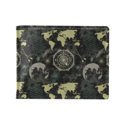 World Map Print Design LKS303 Men's ID Card Wallet