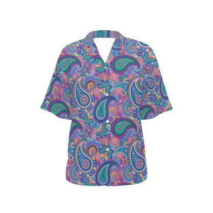 Paisley Colorful Pattern Print Design A02 Women's Hawaiian Shirt