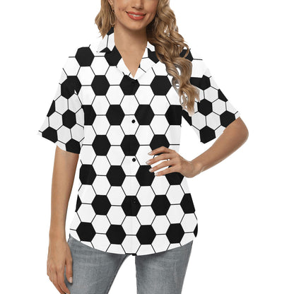 Soccer Ball Texture Print Design LKS303 Women's Hawaiian Shirt