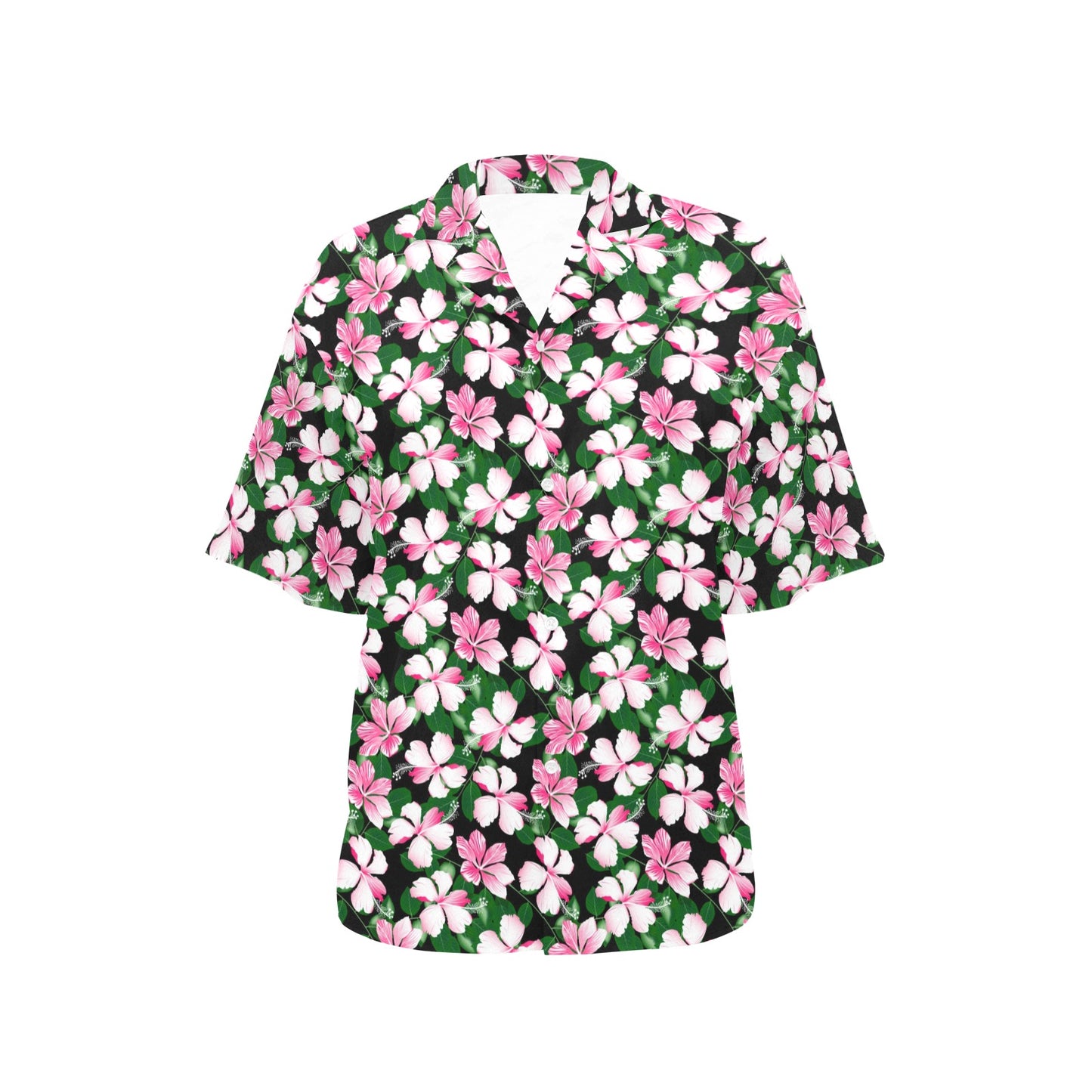 Hibiscus Pink Flower Hawaiian Print Women's Hawaiian Shirt