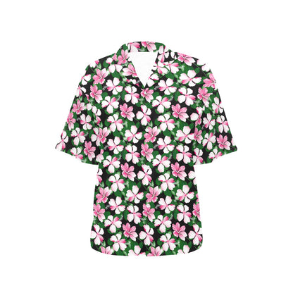 Hibiscus Pink Flower Hawaiian Print Women's Hawaiian Shirt