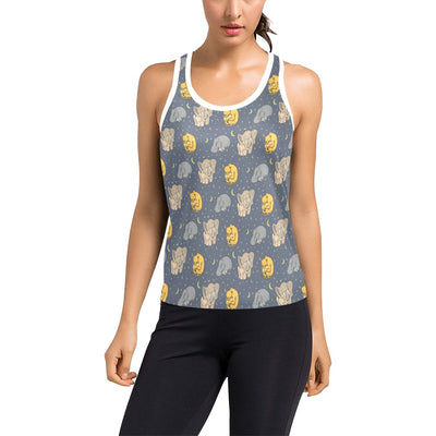 Safari Elephant Lion Print Design LKS303 Women's Racerback Tank Top