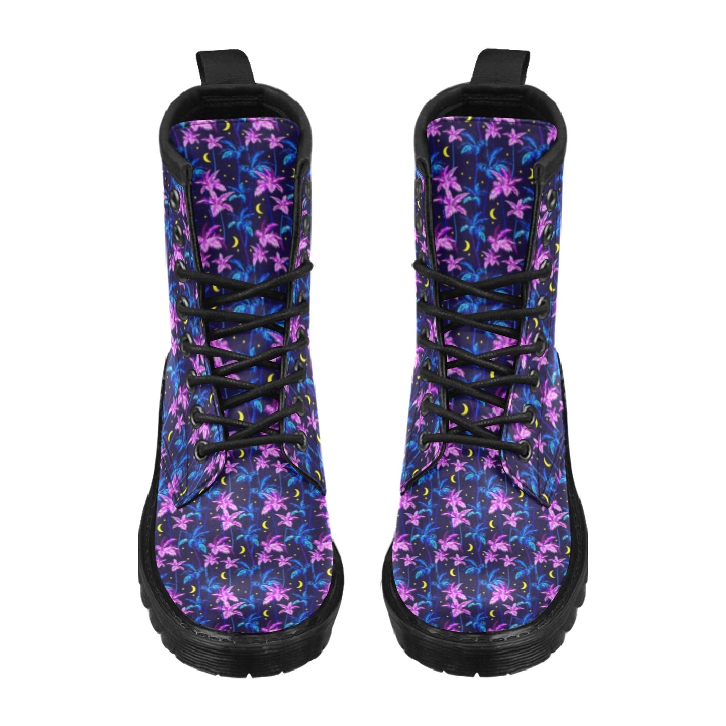 Palm Tree Night Scene Design Print Women's Boots