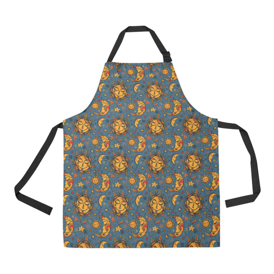 Celestial Moon Sun Pattern Print Design 02 Apron with Pocket