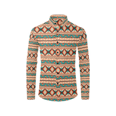 Navajo Western Style Print Pattern Men's Long Sleeve Shirt