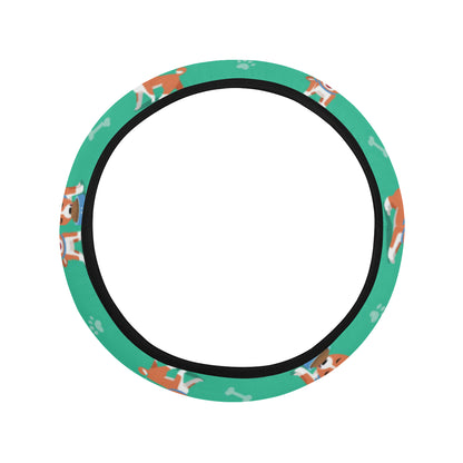 Basenji Pattern Print Design 02 Steering Wheel Cover with Elastic Edge