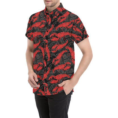 Lobster Pattern Print Design 04 Men's Short Sleeve Button Up Shirt