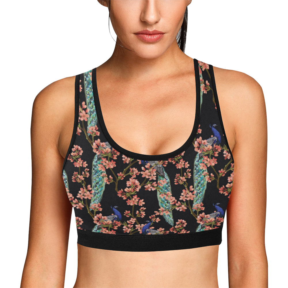 Peacock Pattern Print Design A01 Sports Bra