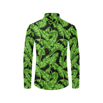 Banana Leaf Pattern Print Design BL01 Men's Long Sleeve Shirt