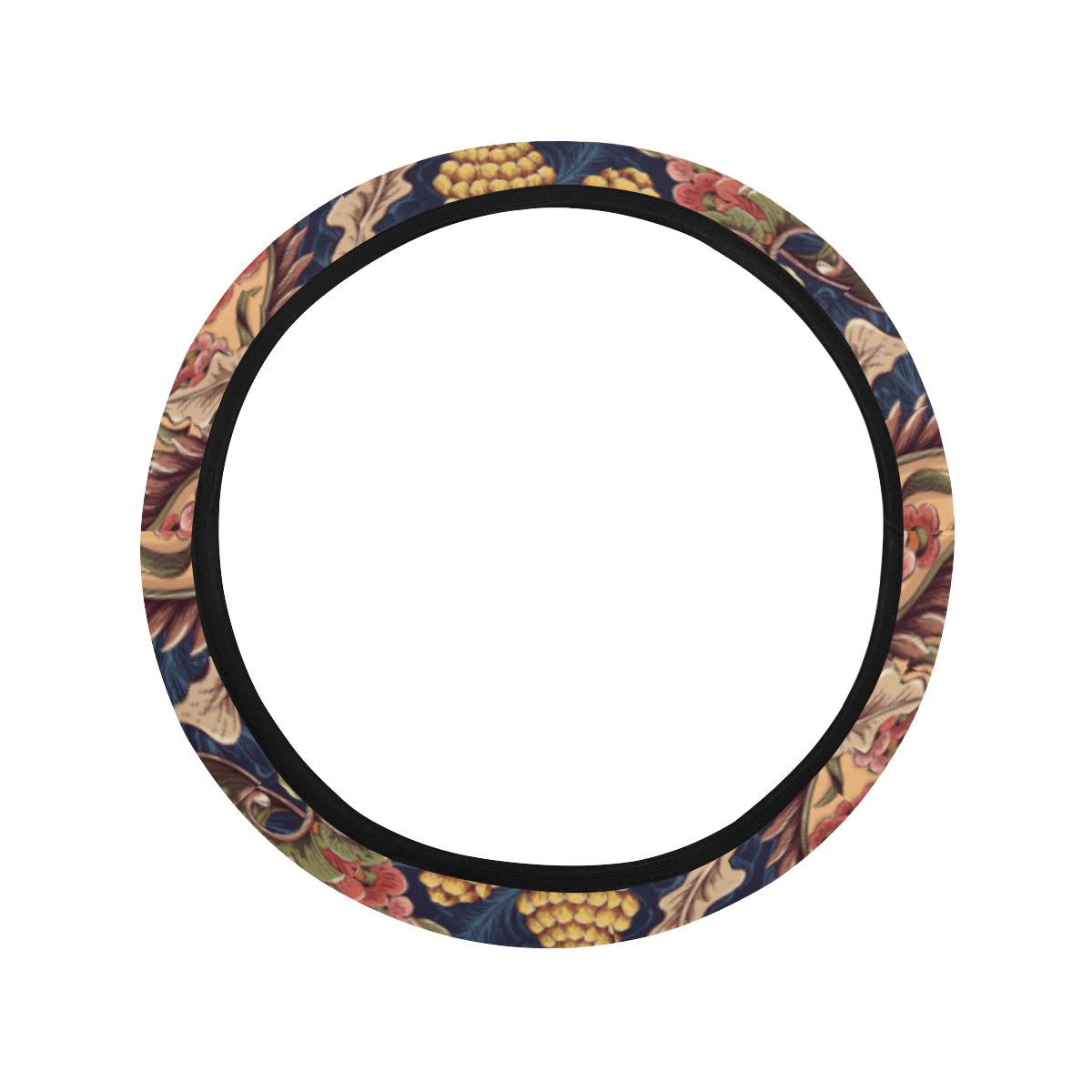 Floral Vintage Classic Print Steering Wheel Cover with Elastic Edge