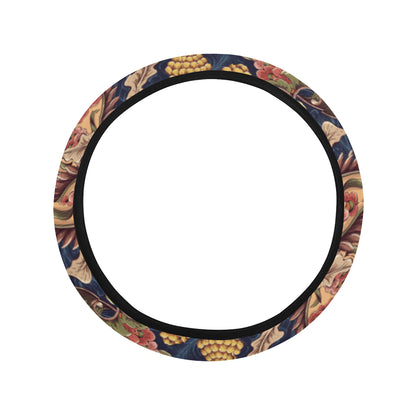 Floral Vintage Classic Print Steering Wheel Cover with Elastic Edge