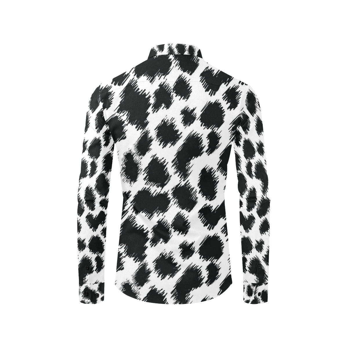 Cheetah Black Print Pattern Men's Long Sleeve Shirt