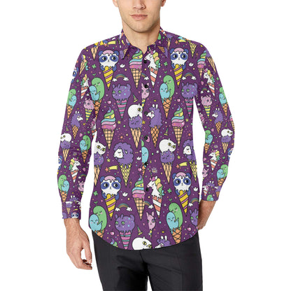 Ice Cream Pattern Print Design IC07 Men's Long Sleeve Shirt