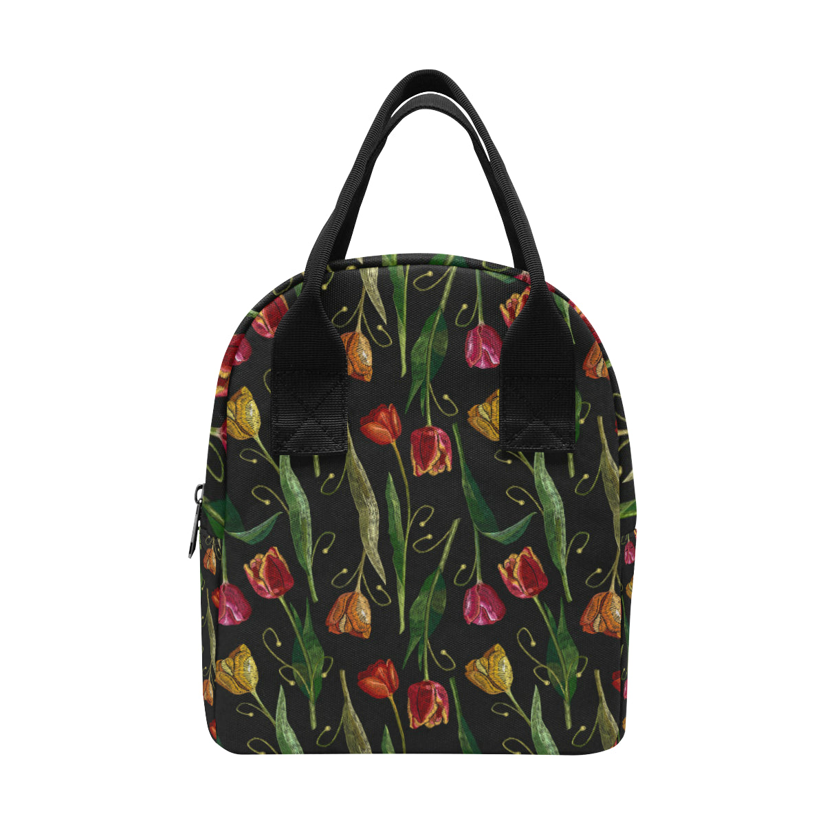 Tulip Embroidered Pattern Print Design TP01 Insulated Lunch Bag