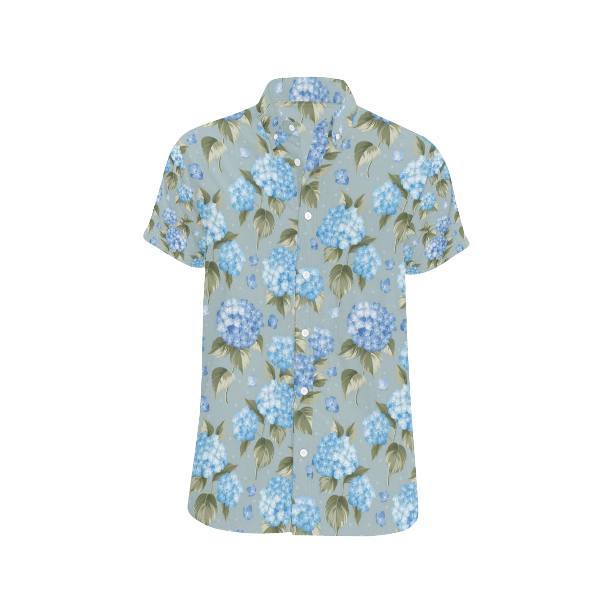 Hydrangea Pattern Print Design 01 Men's Short Sleeve Button Up Shirt