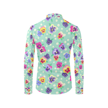 Pansy Pattern Print Design PS08 Men's Long Sleeve Shirt