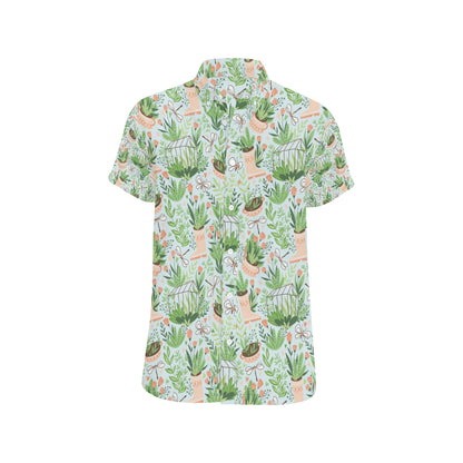 Gardening Pattern Print Design G04 Men's Short Sleeve Button Up Shirt