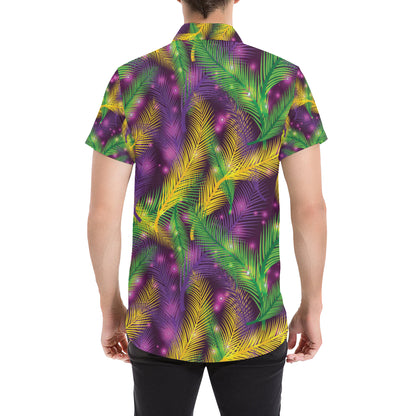 Mardi Gras Pattern Print Design 09 Men's Short Sleeve Button Up Shirt