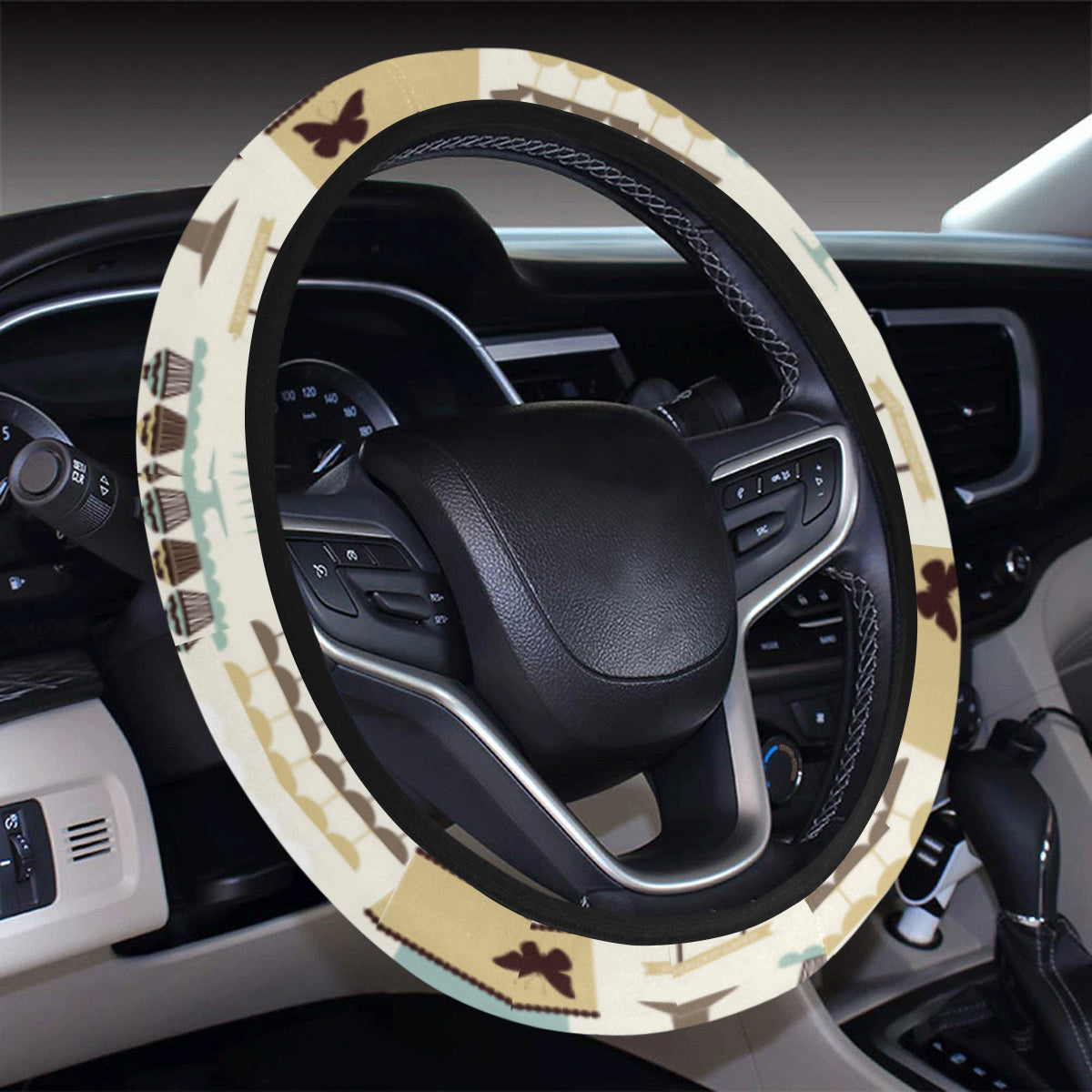 Cake Pattern Print Design 02 Steering Wheel Cover with Elastic Edge