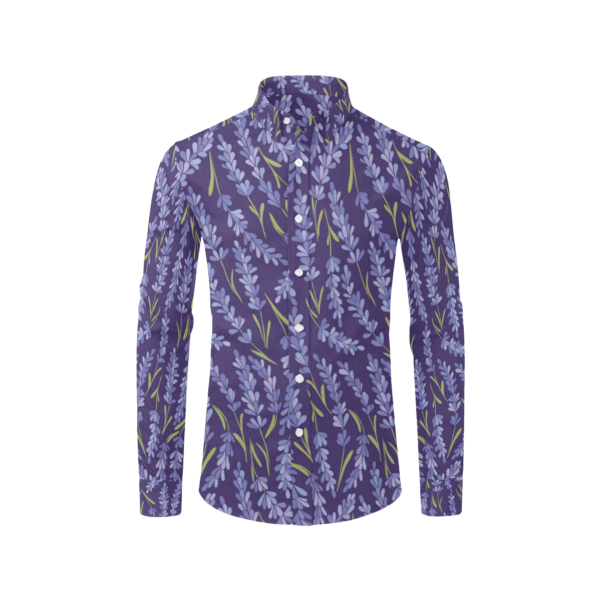 Lavender Pattern Print Design 03 Men's Long Sleeve Shirt