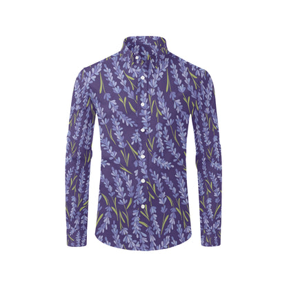 Lavender Pattern Print Design 03 Men's Long Sleeve Shirt