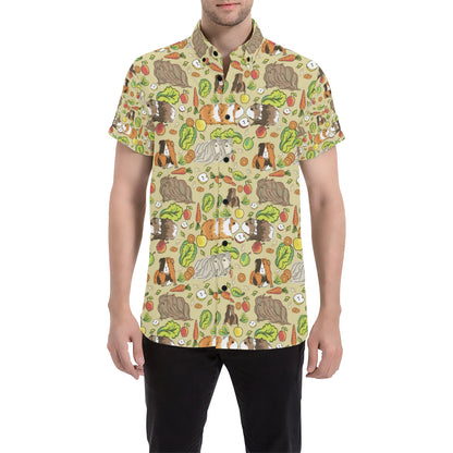 Guinea Pig Pattern Print Design 02 Men's Short Sleeve Button Up Shirt