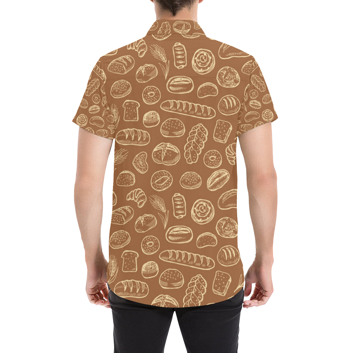 Bread Pattern Print Design 03 Men's Short Sleeve Button Up Shirt