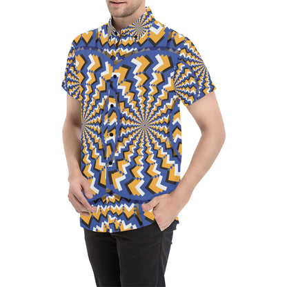 Optical illusion Pattern Print Design A01 Men's Short Sleeve Button Up Shirt