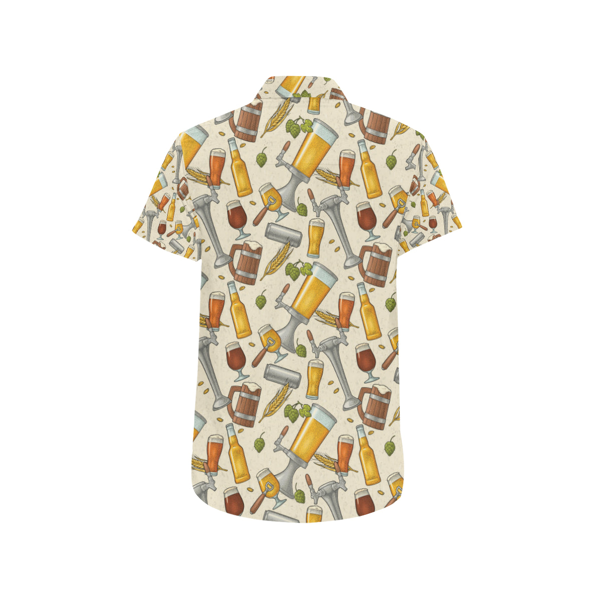 Beer Pattern Print Design 05 Men's Short Sleeve Button Up Shirt