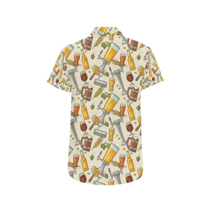Beer Pattern Print Design 05 Men's Short Sleeve Button Up Shirt