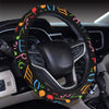 Music Note Colorful Themed Print Steering Wheel Cover with Elastic Edge