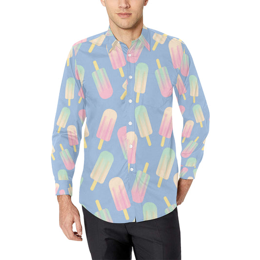 Ice Cream Pattern Print Design 05 Men's Long Sleeve Shirt