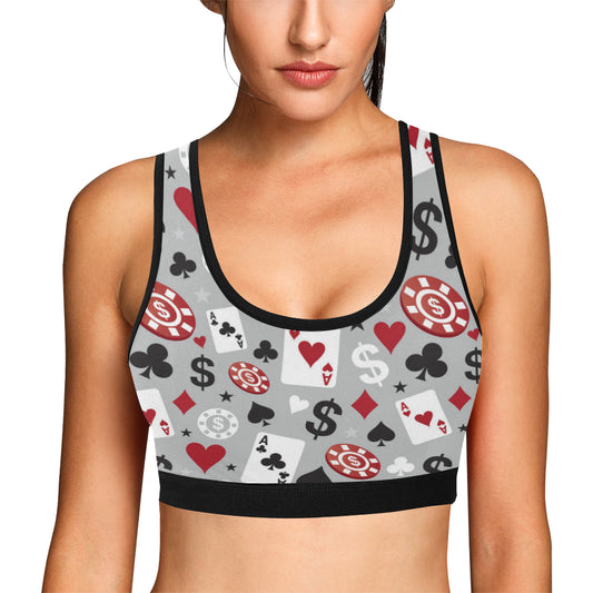 Casino Pattern Print Design 01 Sports Bra
