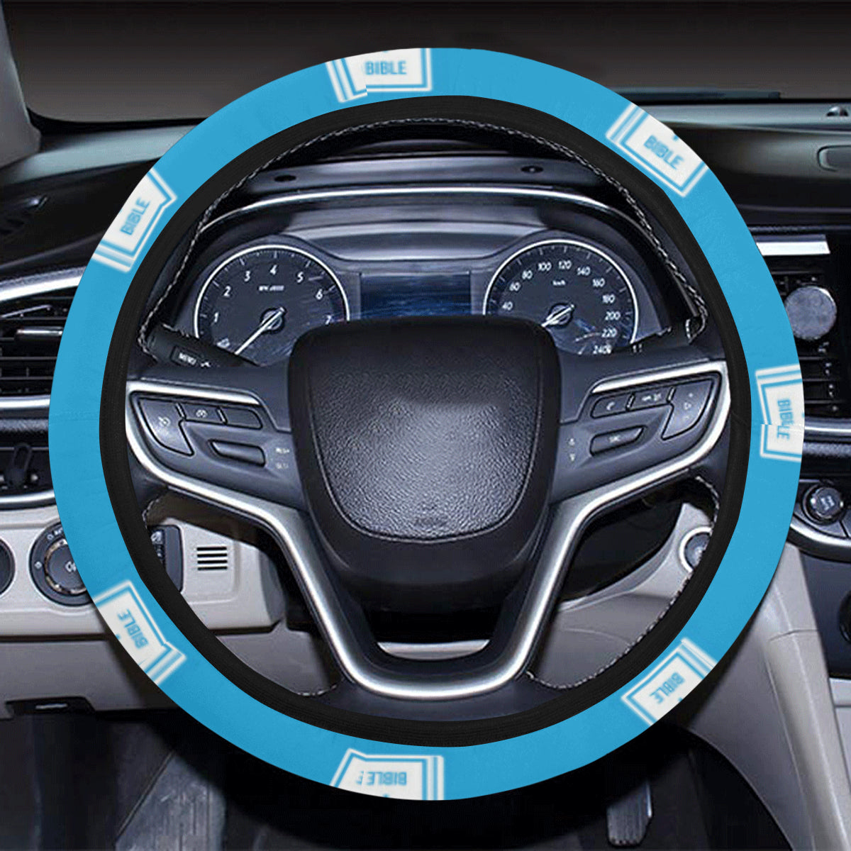 Bible Pattern Print Design 02 Steering Wheel Cover with Elastic Edge
