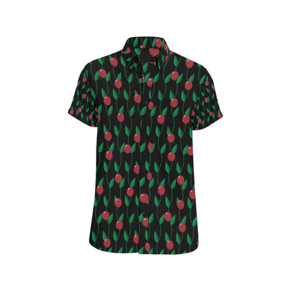 Cranberry Pattern Print Design CB01 Men's Short Sleeve Button Up Shirt