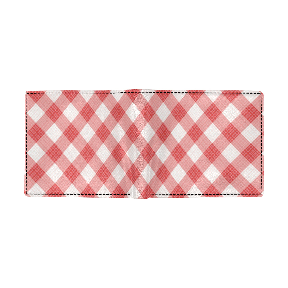 Gingham Red Pattern Print Design 01 Men's ID Card Wallet
