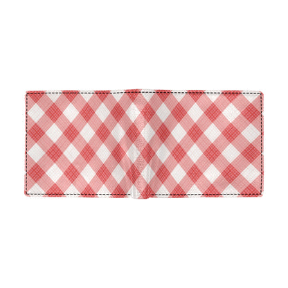 Gingham Red Pattern Print Design 01 Men's ID Card Wallet