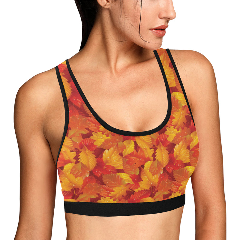 Elm Leave Autum Print Pattern Sports Bra