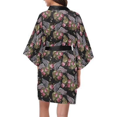 Angel Wings Pattern Print Design 06 Women's Short Kimono