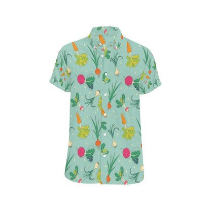 Radish Pattern Print Design A01 Men's Short Sleeve Button Up Shirt
