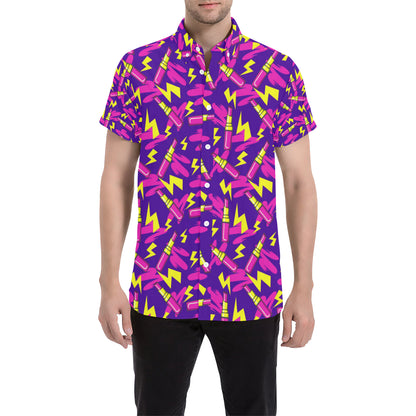 Lipstick Pattern Print Design LT04 Men's Short Sleeve Button Up Shirt