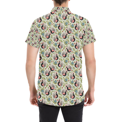 Rooster Print Design Men's Short Sleeve Button Up Shirt