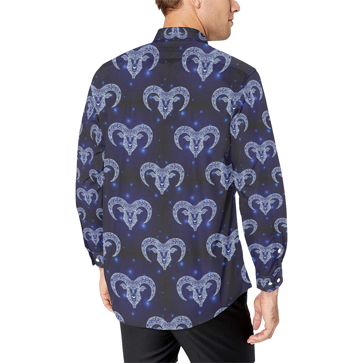 Aries Zodiac Pattern Print Design 01 Men's Long Sleeve Shirt